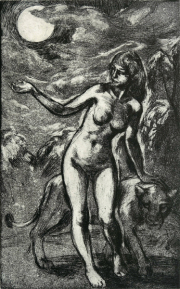-Im Vollmond-   Radierung und Druck von Martin Stommel 42 x 30 cm   2021  Auflage: 25 Die Drucke werden in zwei verschiedenen handgefertigten Boxen präsentiert,  je Box  44 x 32,5 cm