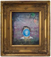 Andrea Damp "Das Gewich der Dinge", 50 x 45 cm, Öl auf Holz, 2025, gerahmt