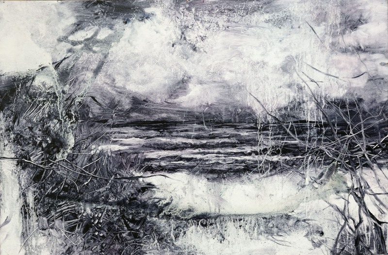 "Abgebrochene Westwanderung" 60 x 90 cm  Öl auf Karton 2021