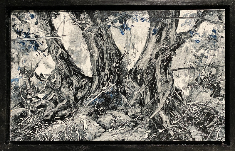 Arny Schmit „Histoires d‘Arbres 3“ Öl auf Holz 39 x 24 cm 2023 | Preis: 1500 €