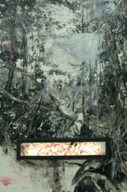 Mittagslicht 117 x 79 cm  Öl auf Papier und LED 2022