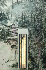 Morgenlicht 117 x 79 cm  Öl auf Papier und LED 2022