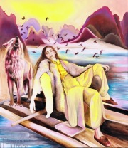 Anna Borowy  "Magenta Overload"  80 x 70 cm Öl auf Leinwand 2018