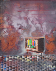Andrea Damp "Akinek vaj van a fején ne menjen a napra" 30 x 24 cm  Öl und Acryl auf Leinwand 2019