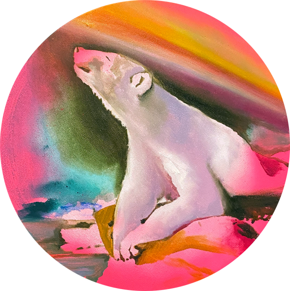 Anna Borowy "Belsazar" Durchmesser 30 cm Öl auf Leinwand 2020