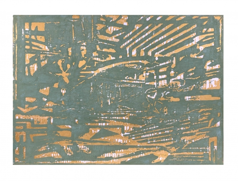 Florian Fausch #18   Linoldruck auf 250 g LineArt Papier  29,7 x 42  cm  2021  Auflage 24