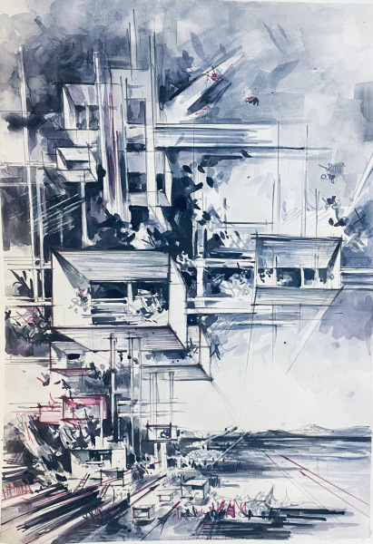 "Utopia #2378" 62 x 45 cm ink auf Papier 2021