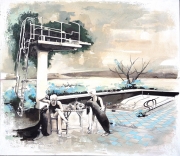 Pooltime III, 2014, Acryl, Öl auf Leinwand 130 x 150 cm