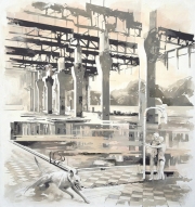 Pooltime VI, 2014, Acryl, Öl auf Leinwand 170 x 160 cm