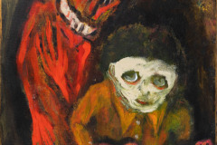 James F. Johnston, “The Devil’s Music”, Acryl und Goldpaste auf Leinwand, 51 × 40 cm, 2025.