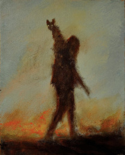 „The Look-Out“ Acryl und Goldpaste auf Leinwand 25 x 20 cm 2025