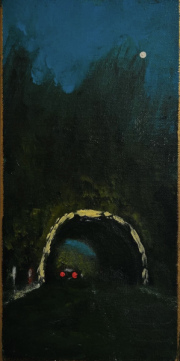 "Lunar Road“ Acryl und Goldpaste auf Leinwand 30 x 15 cm 2025