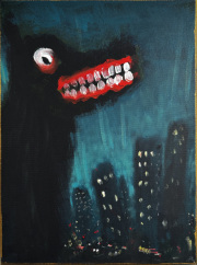 „From the Heart of Town“ Acryl und Goldpaste auf Leinwand 40 x 30 cm 2025