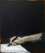 Hand Acryl und Goldpaste auf Leinwand 30 x 25 cm 2025