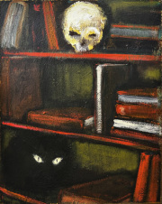 "The Librarian" Acryl und Gold auf Leinwand, acrylic and gold paste on canvas 50 x 40 cm 2025