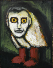 "On Becoming an Owl“ Acryl und Goldpaste auf Leinwand 46 x 36 cm 2025