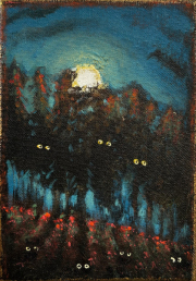 Beasts of the Night  Acryl und Goldpaste auf Leinwand  21  x 15 cm 2025