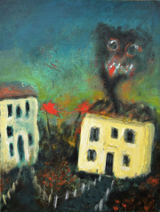 Hello Satan   Acryl und Goldpaste auf Leinwand  40  x 30 cm  2025