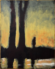 Riverside  Acryl und Goldpaste auf Leinwand 25.5  x 20 cm  2025