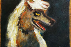 „Wolf in Sheep’s Clothing“ Acryl und Goldpaste auf Leinwand 50 x 40 cm 2025