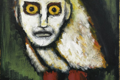 "On Becoming an Owl“ Acryl und Goldpaste auf Leinwand 46 x 36 cm 2025