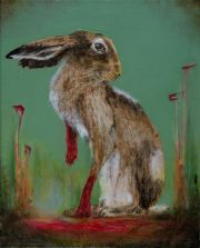 Hare No 2 30 x 24 cm, Bleistift und Öl auf Leinwand 2026