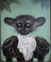 Hybrid#10 (Aye-Aye), 30×24 cm, pencil, charcoal and oil on canvas, 2024