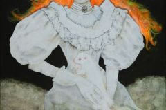 Vanitas 6 Albino Mink 110 × 80 cm Bleistift, Kohle und Öl auf Leinwand, 2025