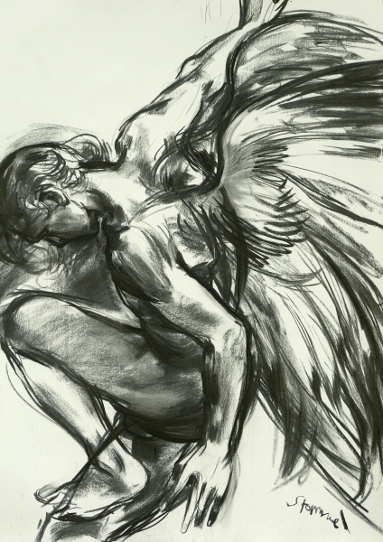 Engel   Kohlezeichnung 80 x 60 cm 2019