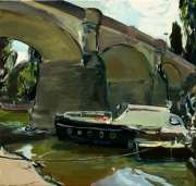"An der Grafenwerther Brücke“  Öl auf Leinwand  75 x 85 cm 2018