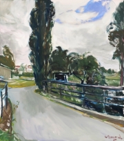 „Pappel an der Dilmarksbrücke“   Öl auf Leinwand  90 x 85 cm 2020