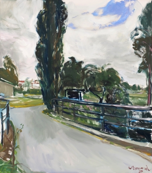 „Pappel an der Dilmarksbrücke“   Öl auf Leinwand  90 x 85 cm 2020