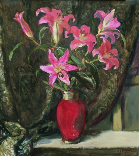 Pink Lilies   96 x 85 cm Öl auf Leinwand 2014