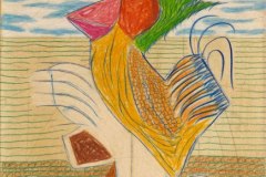 MASCH, Le Pompoux, Buntstift auf Papier, 30 × 21 cm, 2026. MASCH, Le Pompoux, Buntstift auf Papier, 30 × 21 cm, 2026.