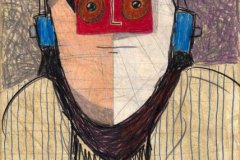 MASCH, The Sound Nerd, Buntstift auf Papier, 30 × 21 cm, 2026. MASCH, The Sound Nerd, Buntstift auf Papier, 30 × 21 cm, 2026.