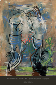Merging with Nature, Gouache, Pastel auf Papier, 40 x 30 cm 