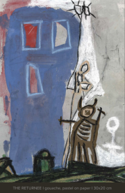 -The Returnee- Gouache, Pastel auf Papier, 30 x 20 cm 