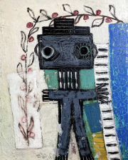 „Piano Robot“ Öl auf Leinwand  50 x 40 cm 2023