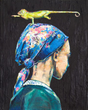 Andrea Damp -Keep an Eye on the Shit You Hate-  30 x 24 cm Öl und Acryl auf Leinwand 2024