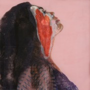 Rogelio Manzo "Nora" 61 x 61 cm Öl und Mixed Media auf Epoxidharz, gerahmt 2016