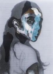 Rogelio Manzo "Teresa I" 61 x 46 cm Öl und Mixed Media auf Epoxidharz, gerahmt 2019