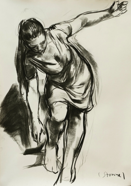 Studie für eine Selene  80 x 60 cm Kohlezeichnung 2016