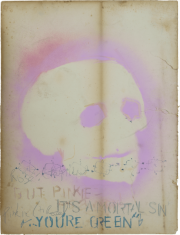 PETER DOHERTY „It‘s a Mortal Sin“ Sprühfarbe, Kugelschreiber, Acryl auf Papier / spray paint, ballpen, acrylic on paper 63 x 47,7 cm 2017 / 2018