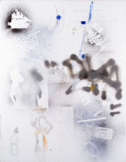 Peter Doherty, It’s Five She Said, Sprayfarbe und Marker auf Leinwand, 91 × 71 cm, 2020.