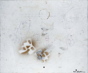 „I Do Love You So, You Big Lug“ spray paint, pencil, ball pen on canvas 54 x 65 cm  2020