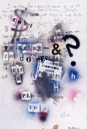 Peter Doherty, Du Plus Loin de l’Oubli, Sprayfarbe, Marker und Applikationen auf Papier, 100 × 70 cm, 2018/2019.