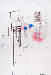 „That Riff Was Raised“ spray paint, acrylic, marker, applications on paper 100 x 70 cm 2017