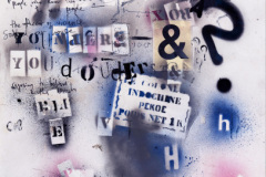 Peter Doherty, Du Plus Loin de l’Oubli, Sprayfarbe, Marker und Applikationen auf Papier, 100 × 70 cm, 2018/2019.