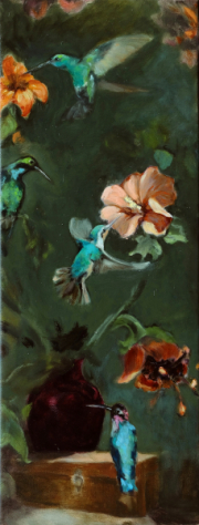 Die Kolibris 65 x 25 cm Öl auf Leinwand 2023