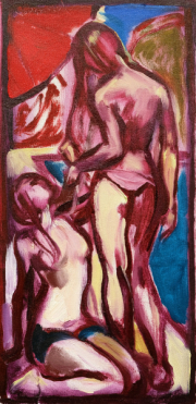 Martin Stommel  „Sisters“ Ölskizze Öl auf Leinwand / oil on canvas 39 x 19 cm 2024